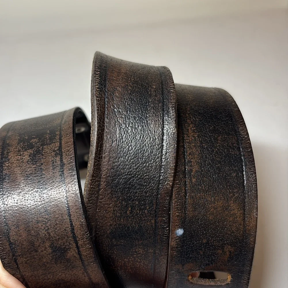 Unbranded Dark Brown Leather wide prong Belt 36-41” ish